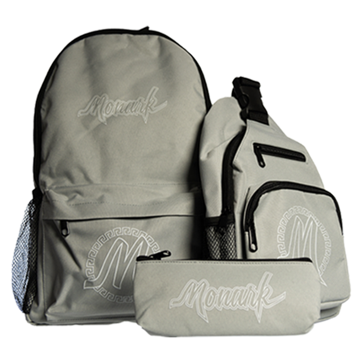 BLOWOUT! Gray Monark Backpack w/ Gray Shoulder Bag & Gray Pouch