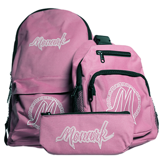 Pink Monark Backpack w/ Pink Shoulder Bag & Pink Pouch