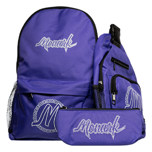 Purple Monark Backpack w/ Purple Shoulder Bag & Purple Pouch