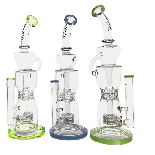 13.8 inch glass recycler water pipe with 14mm